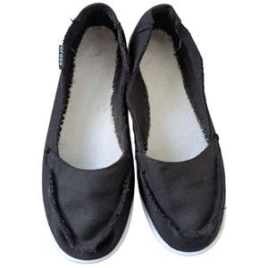 Crocs Santa Cuz Flats Black Raw Edges Detail Foam Sole Round Toe Women's 9